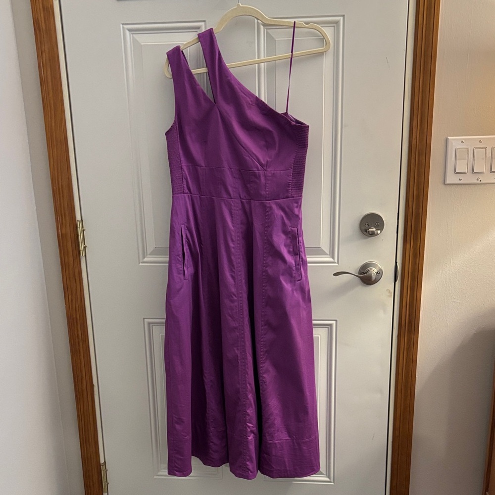 ME+EM One-Shoulder Violet Midi Dress